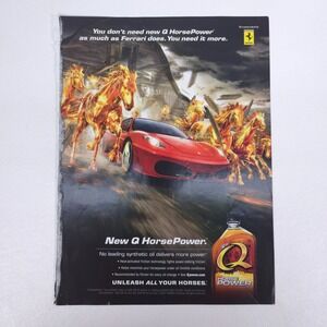 Ferrari Q HorsePower Oil Fiery Horses Print Ad 2007 Display Auto Collectible